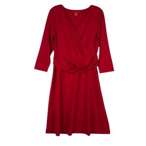 Land’s End Crossover Wrap Look Top Red Dress